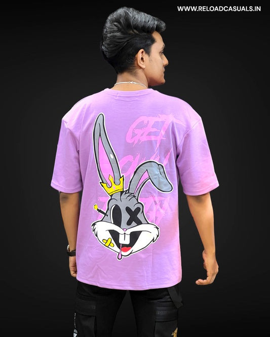 Rabbit Faith Back Print Off Shoulder T-Shirt