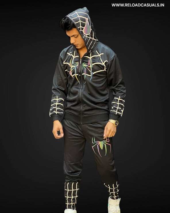 Spider Face Reflector Hoodie Track Suit - Combo