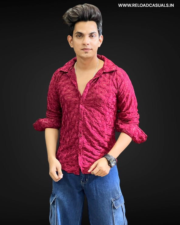 Wave Textured Self Designer Shirt