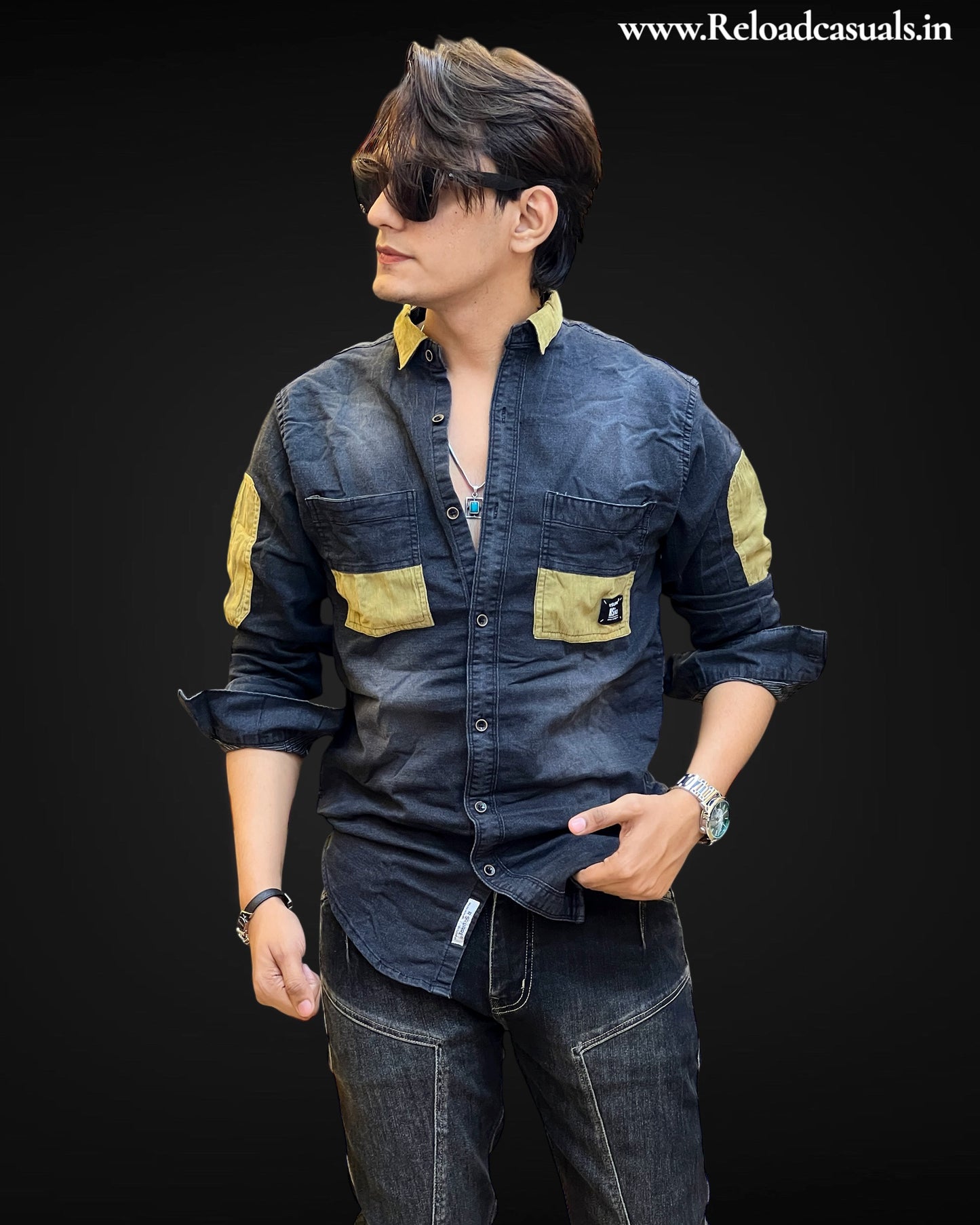 Dual-Tone Denim Shirt