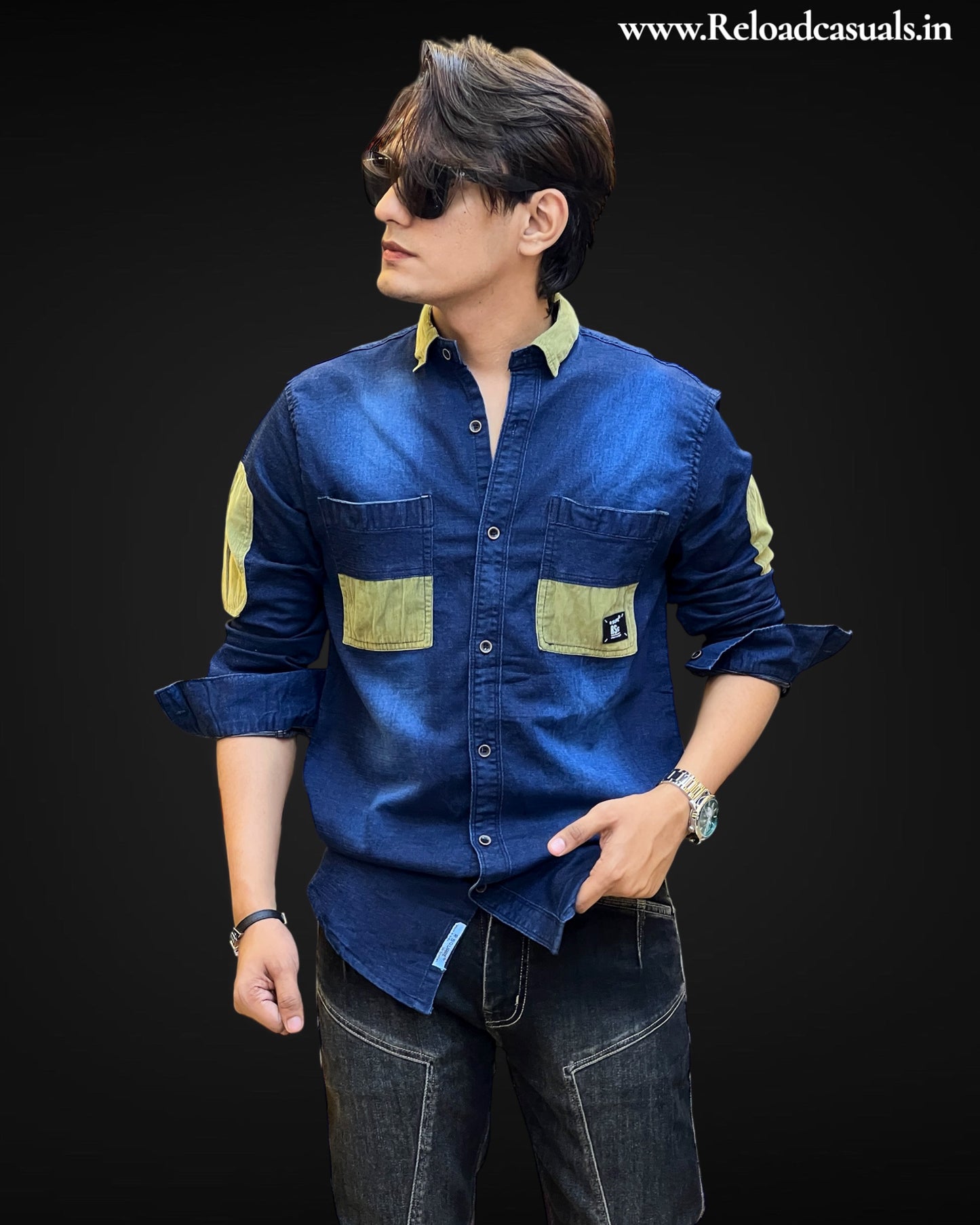 Dual-Tone Denim Shirt