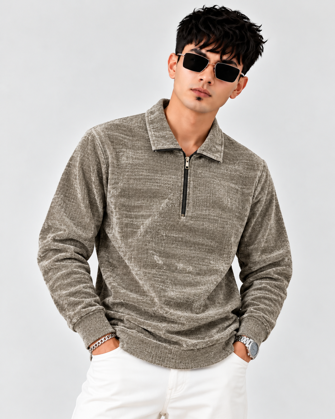 Royal Velvet Touch Zip Polo T Shirt