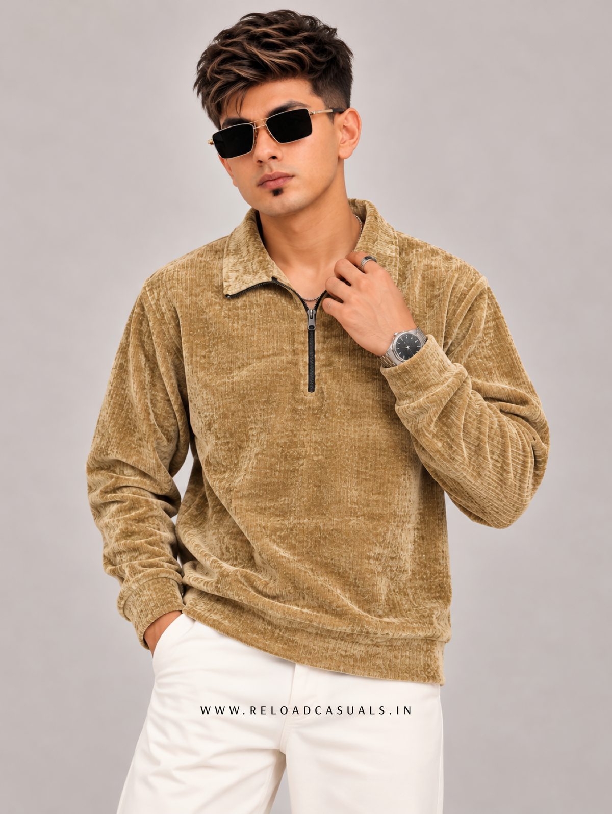Majestic Touch Velvet Zip Polo T-Shirt