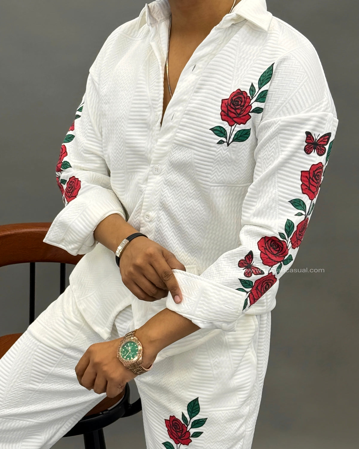 Butterfly Rose Printed Slim Fit Track Suit