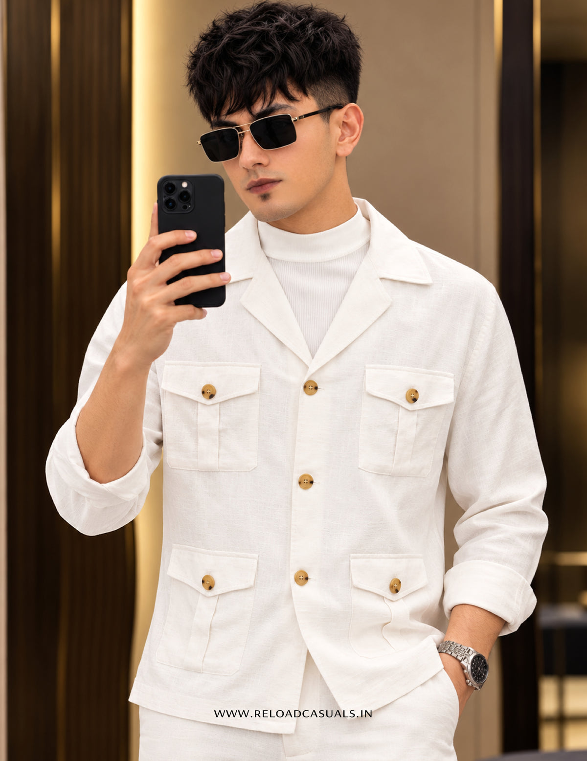Linen Hunting Bootcut 3-Piece Co-ord Set