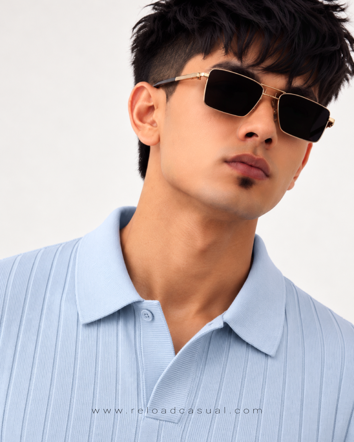 Men's Ribbed Knit Collar T-Shirt