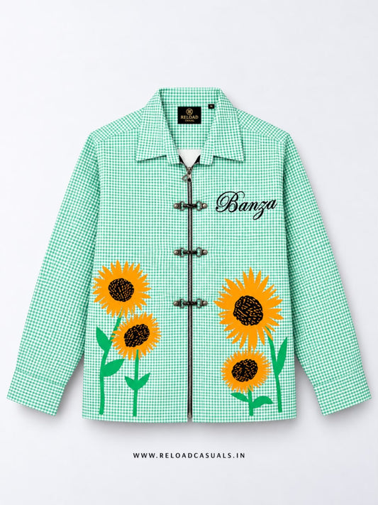 Men’s Sunflower Print Buckle Boxy Check Shirt