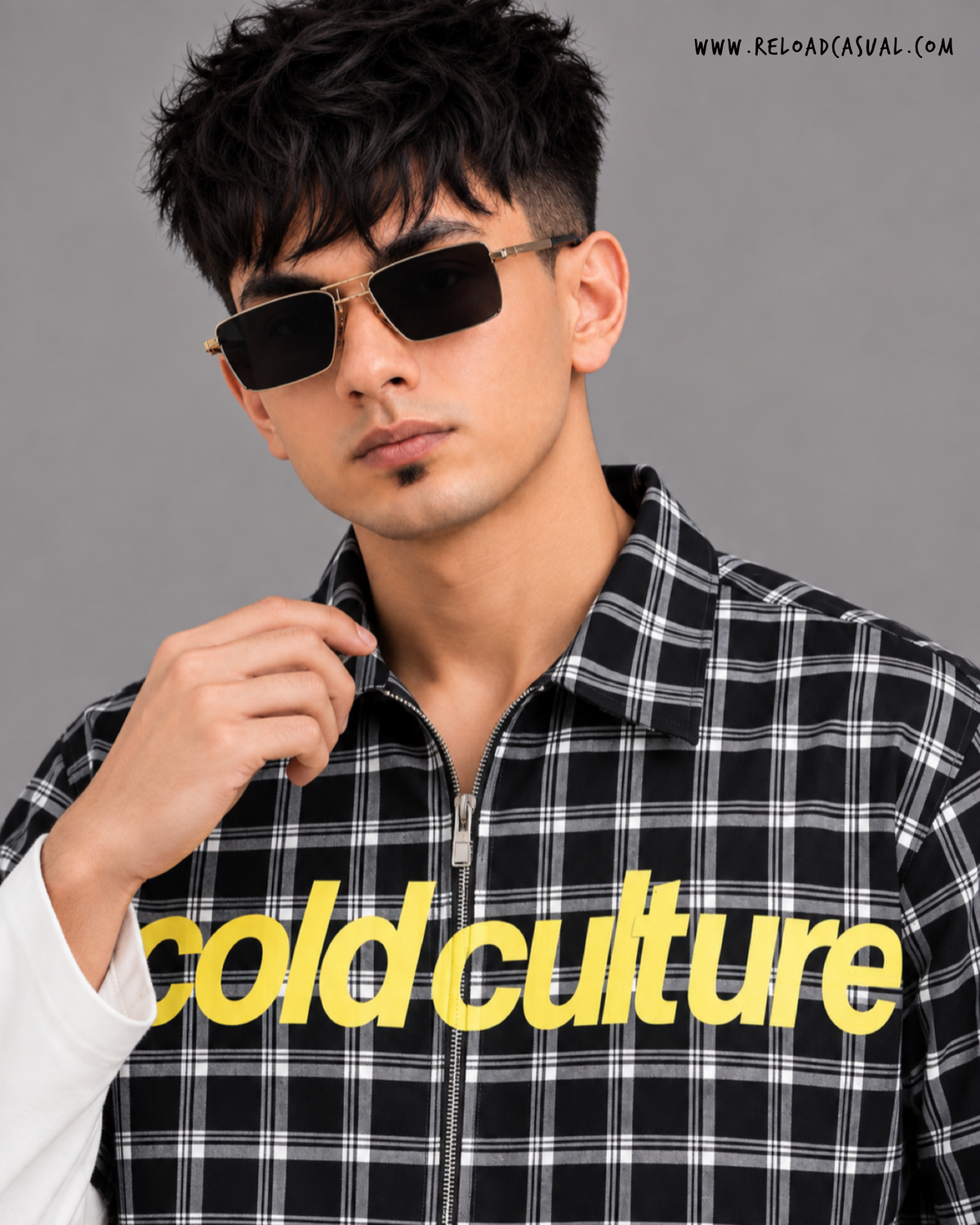 Cold Culture Check Boxy Zip Shirt