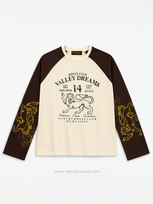 Valley Dreams Lion Waffle Knit Boxy Fit T-Shirt