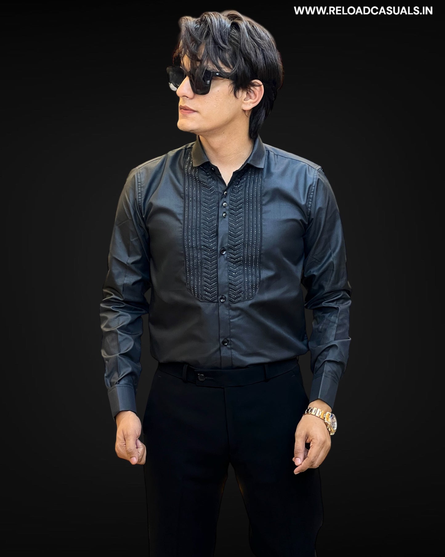 Elite Embroidered Diamond Tuxedo Shirt