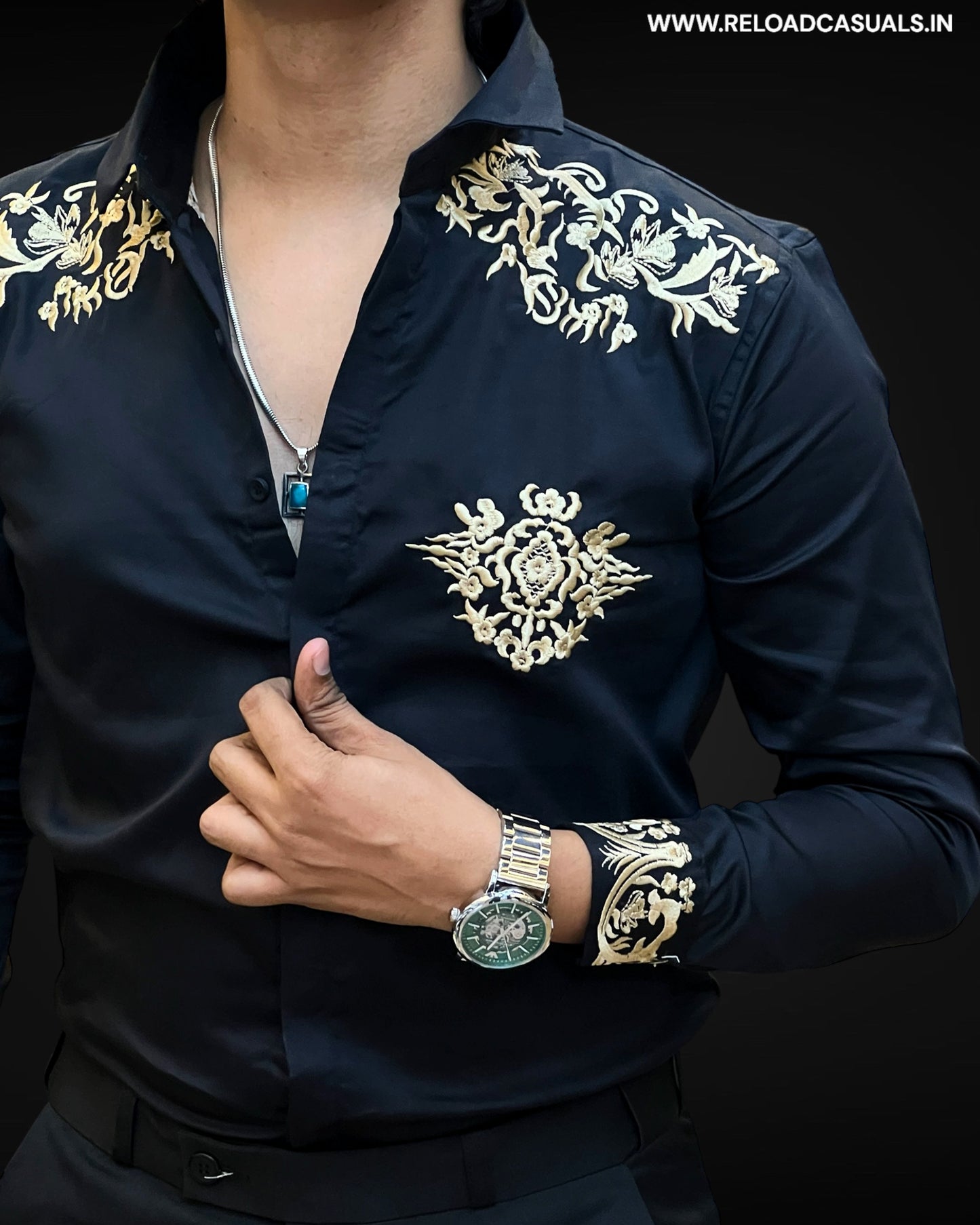Golden Embroidered Royal Shirt