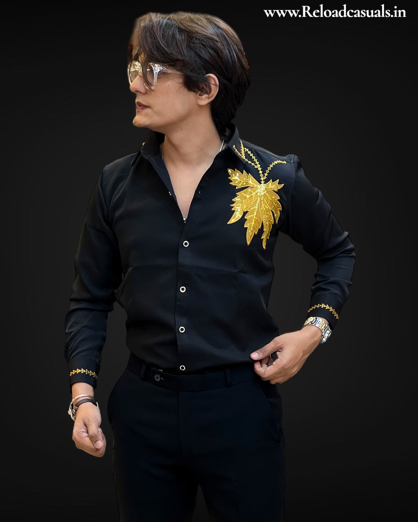 Gold Leaf Embroidered Shirt