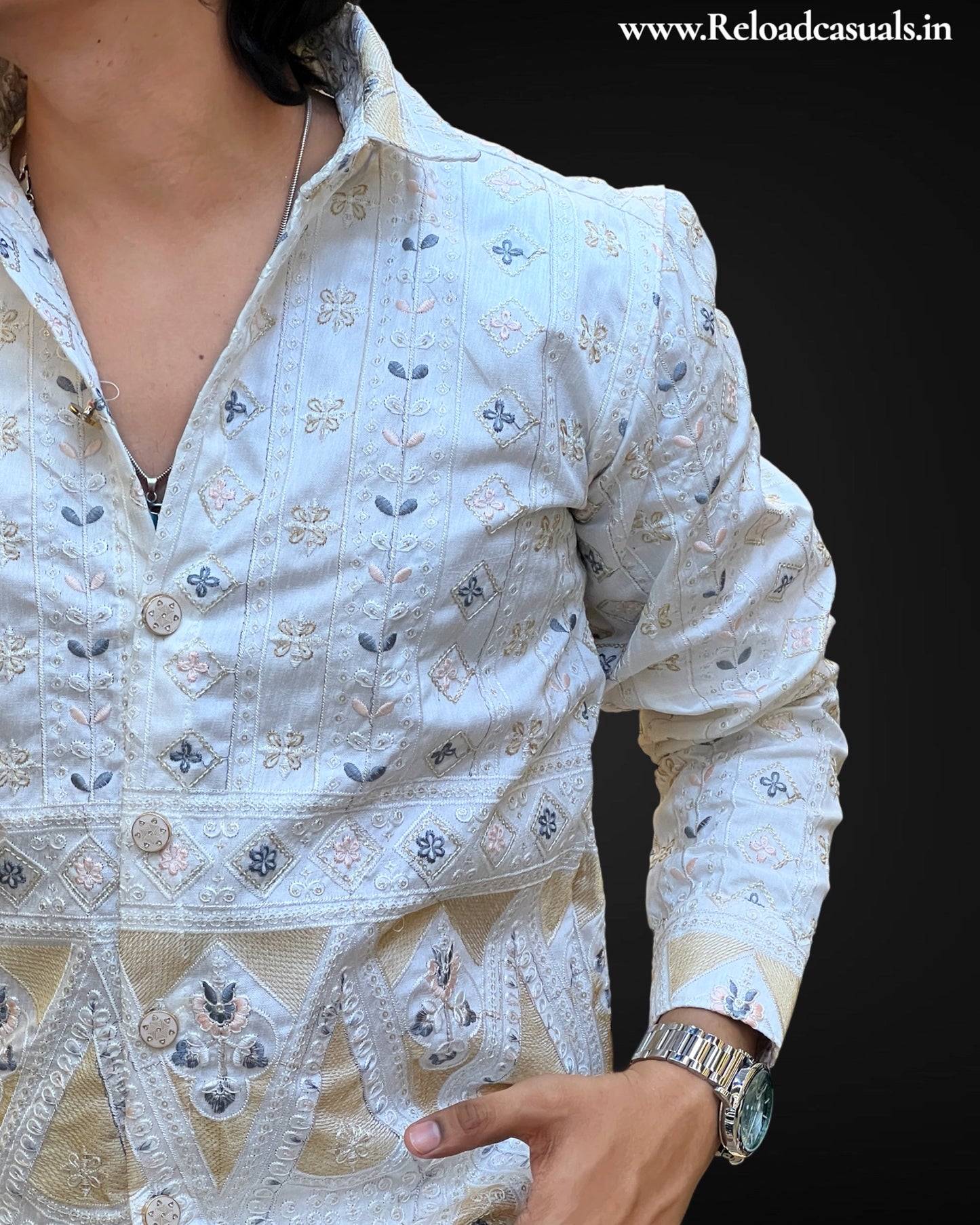 Royal Ivory Embroidered Shirt