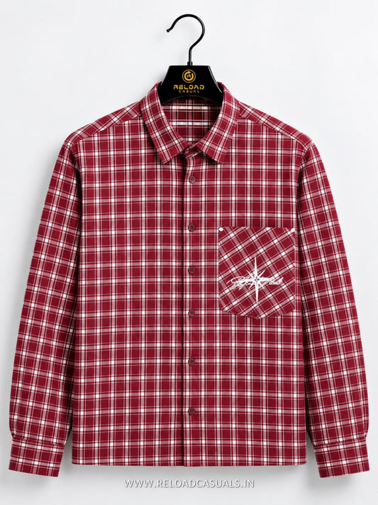 Men’s Casual Check Boxy Fit Pocket Shirt