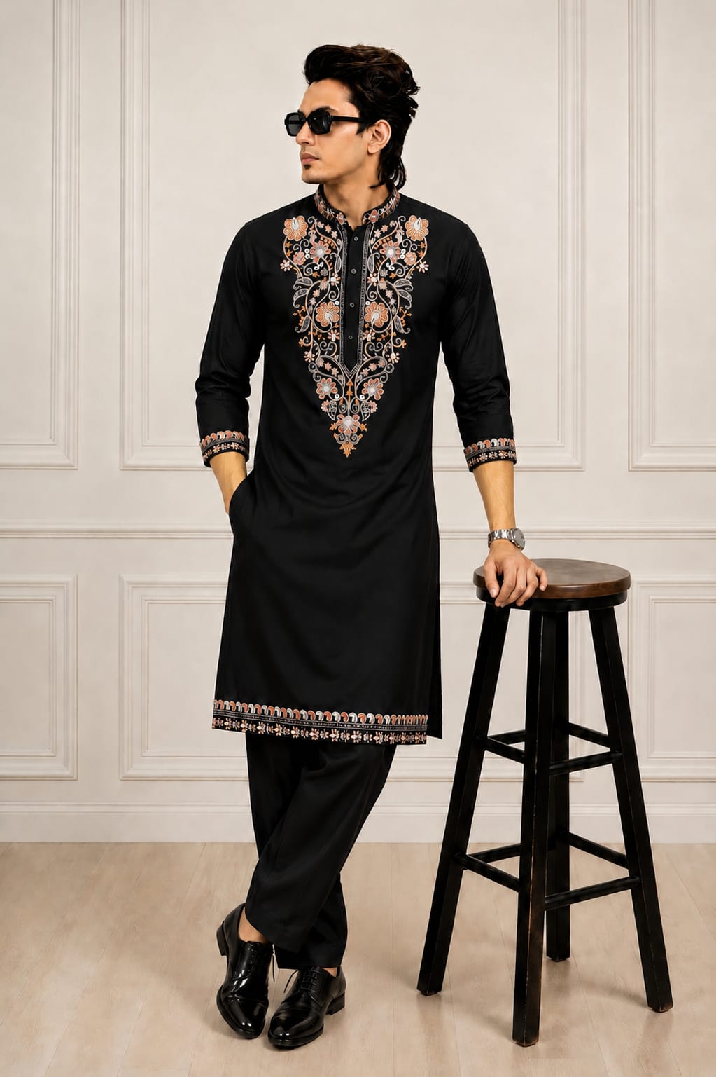 Imperial Threadwork Kurta Pyjama Set