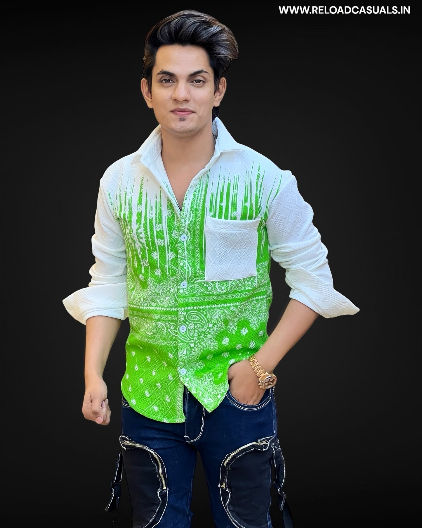 Spread Collar Print Imp Shirt
