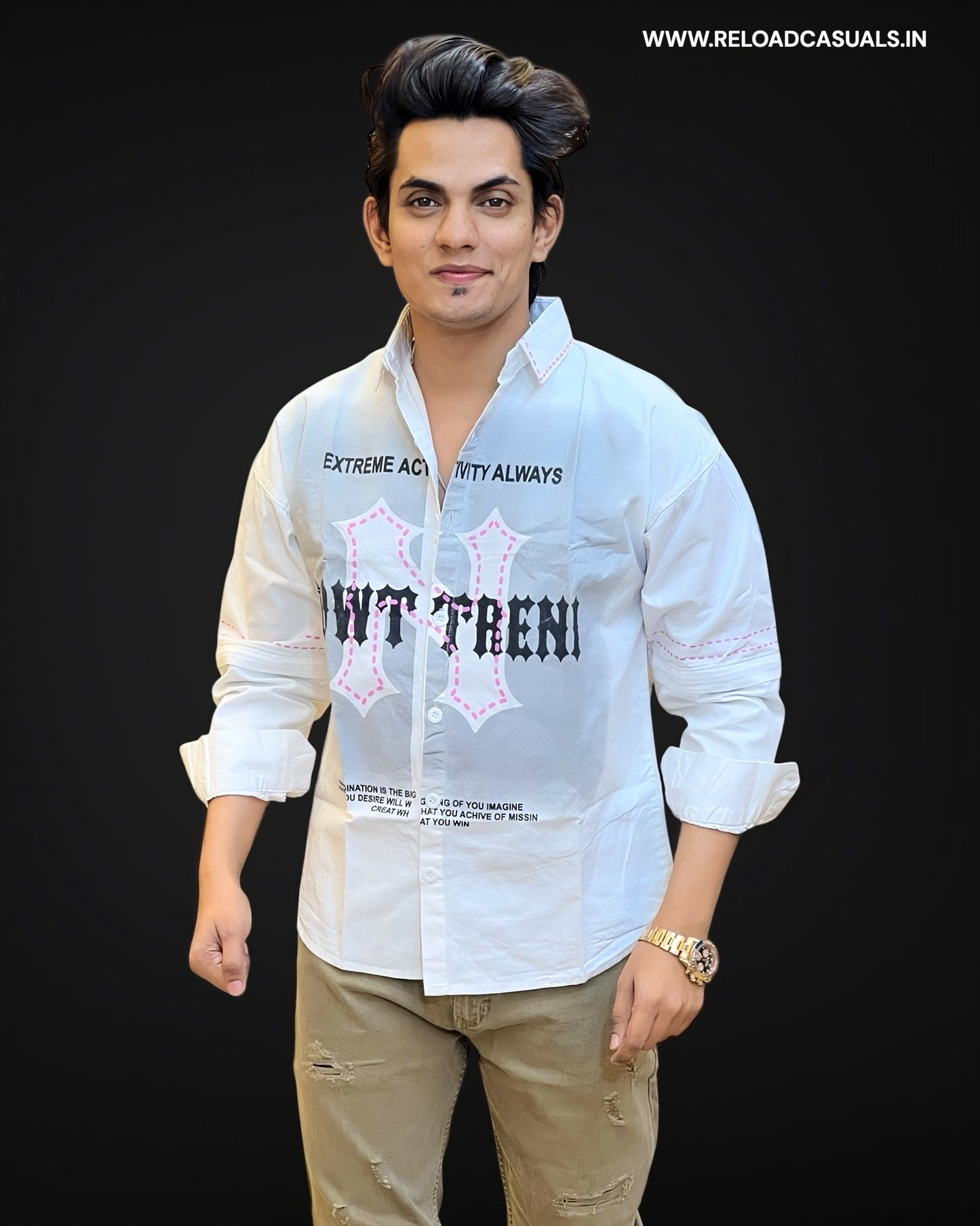 Switch Sleeve Chain Imp Fabric Shirt