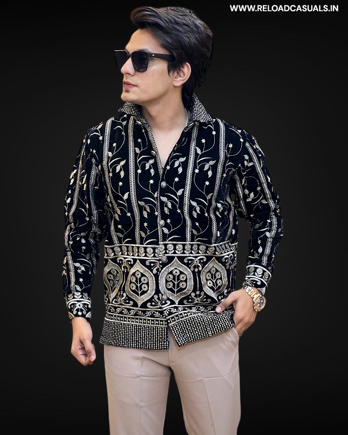 Leafy Golden Designer Shirt