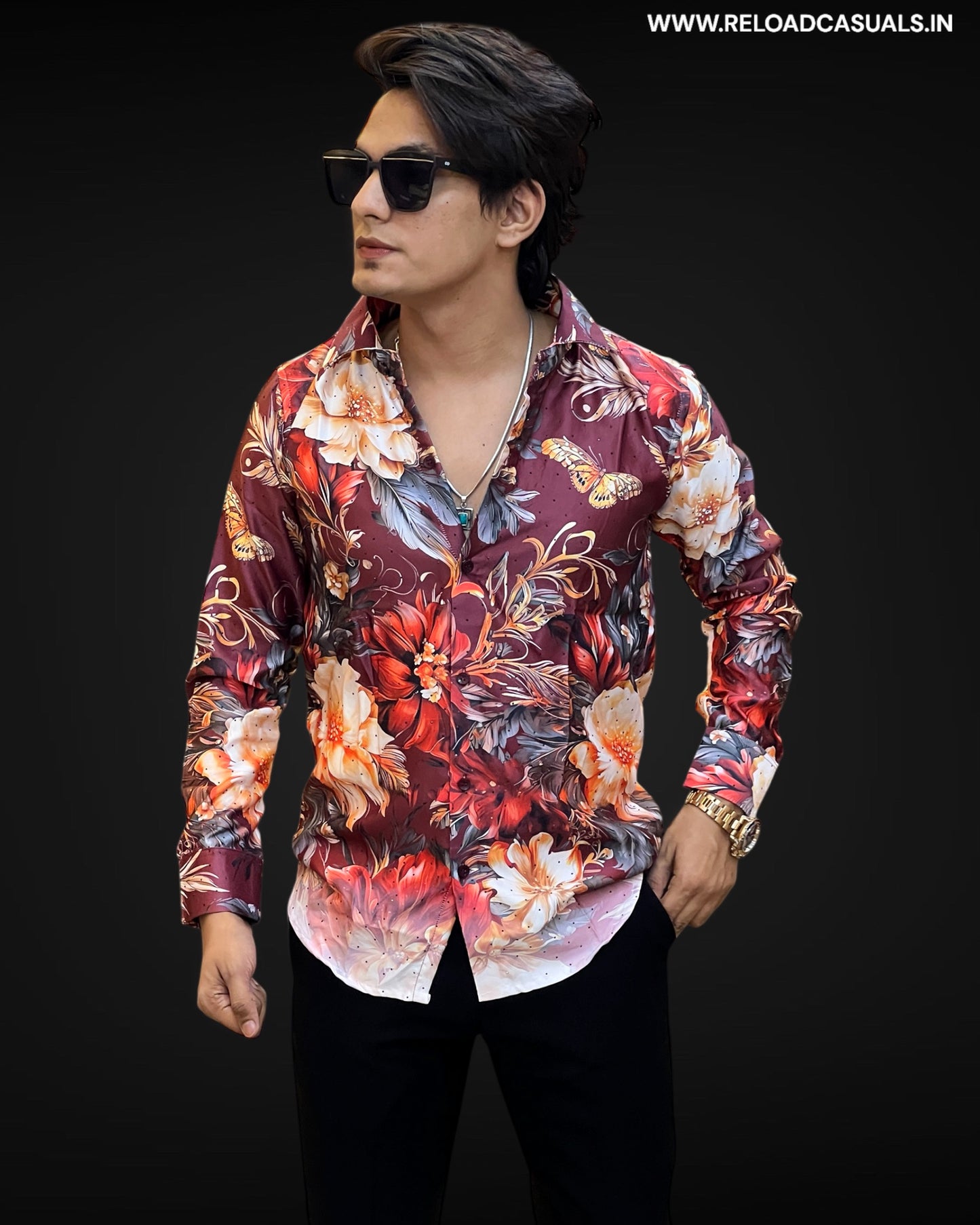 Crimson Flora Print Imp Shirt