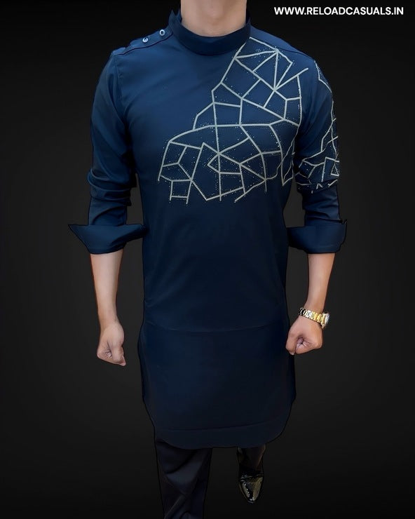 Geometric Designer Kurta & Pyjama - Combo