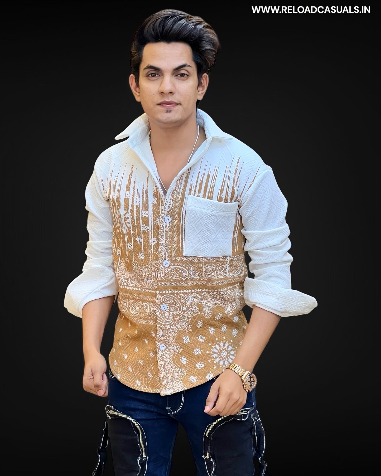 Spread Collar Print Imp Shirt