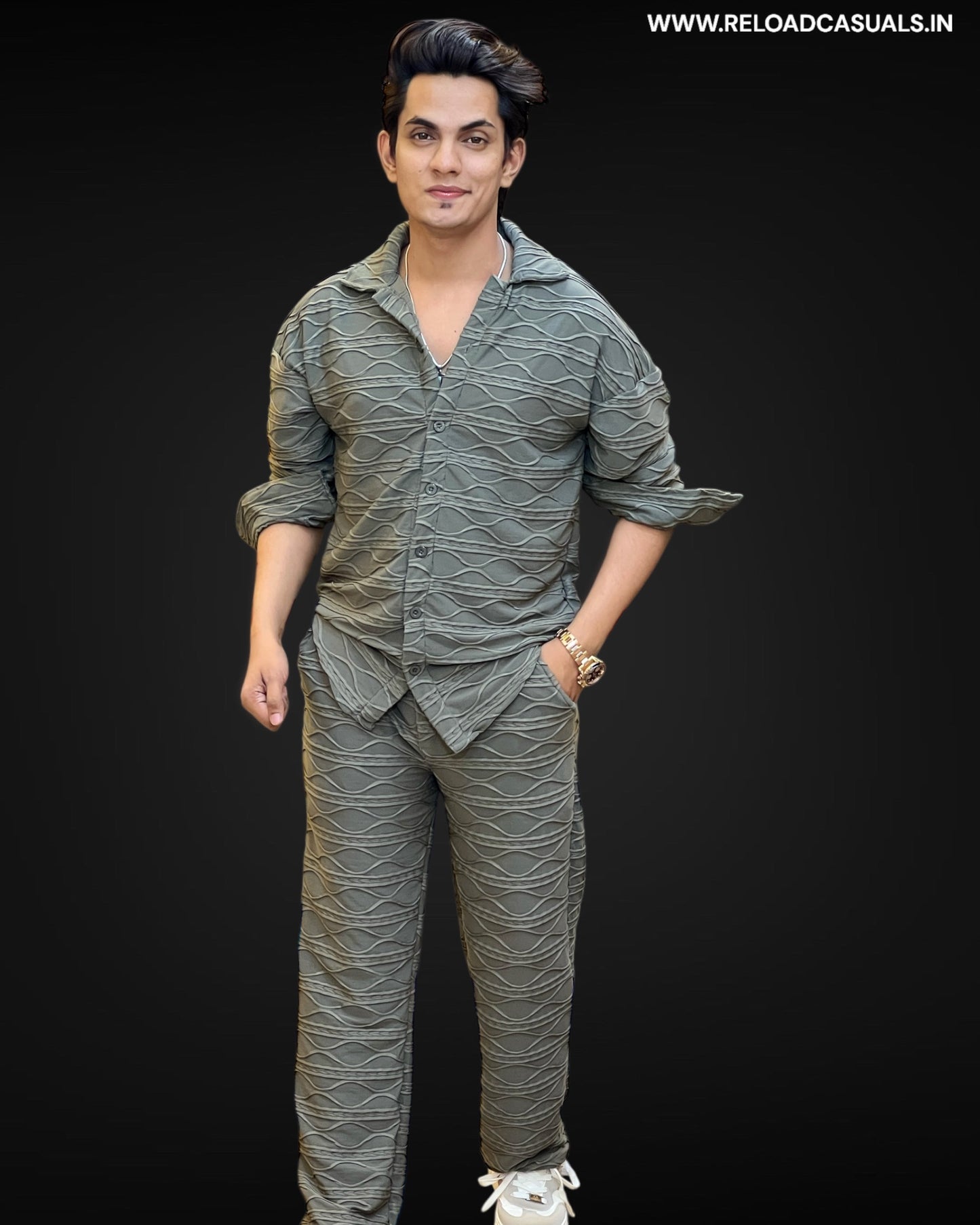 Embossed Casual Full Track Suit - Combo