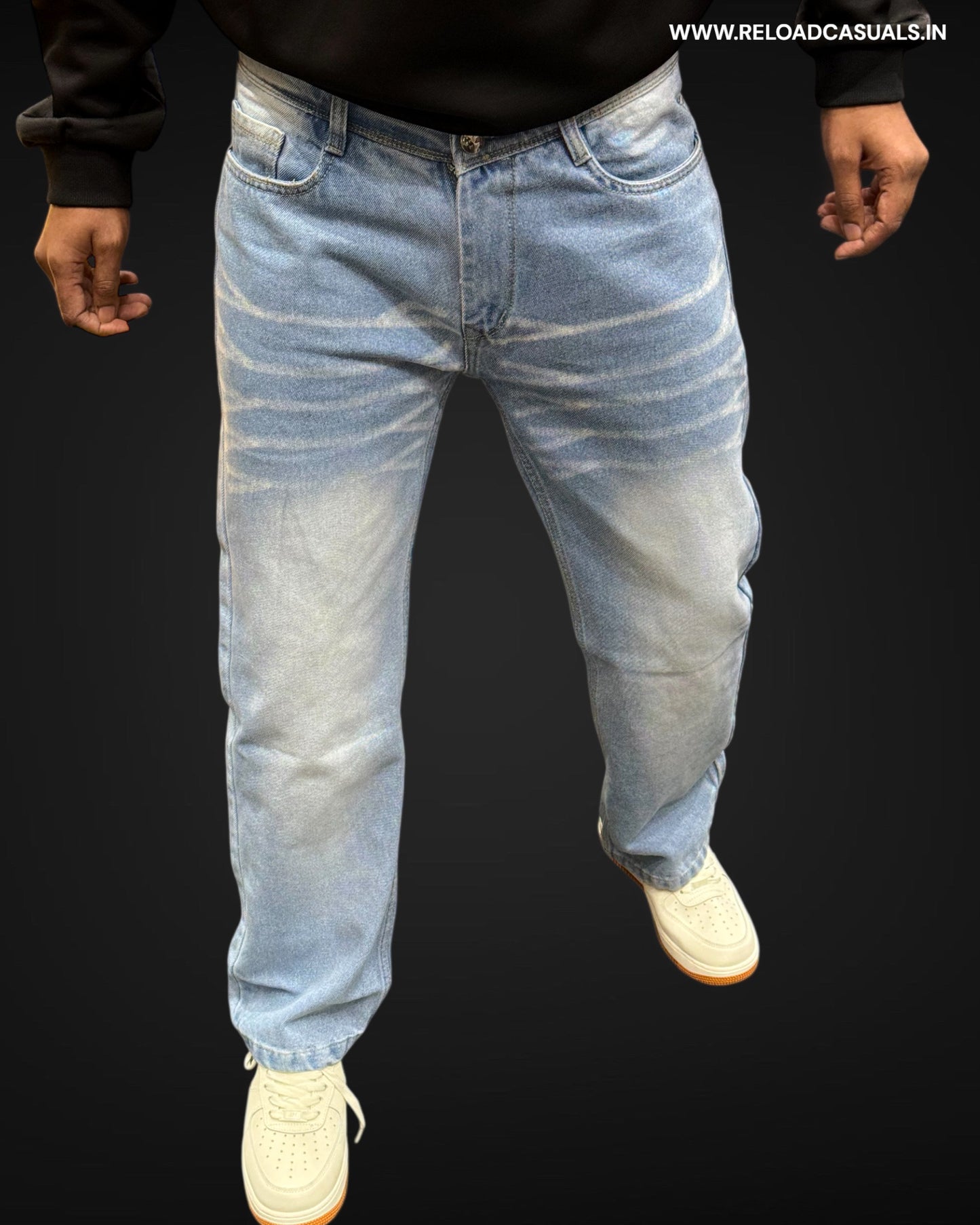 Men's Distressed Washed Denim Jeans