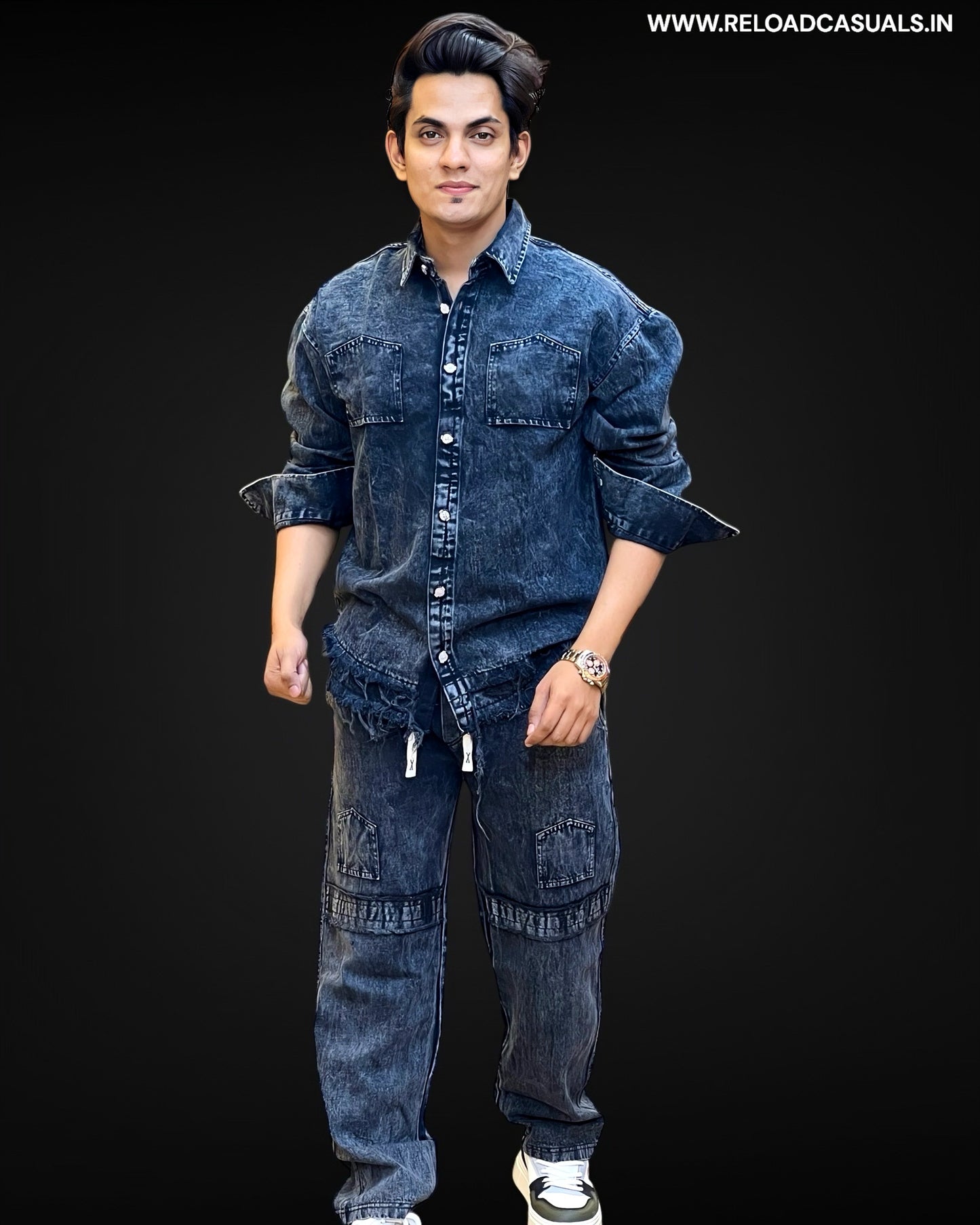 Rebel Denim Track Suit Combo