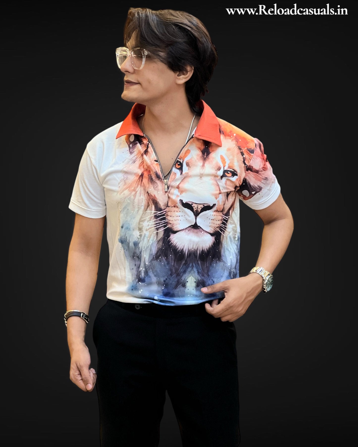 Lion Print Elegance T-Shirt