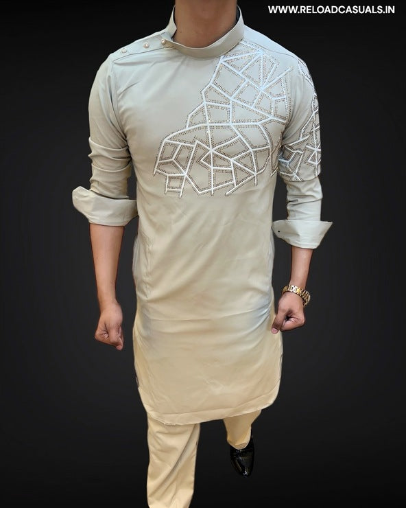 Geometric Designer Kurta & Pyjama - Combo