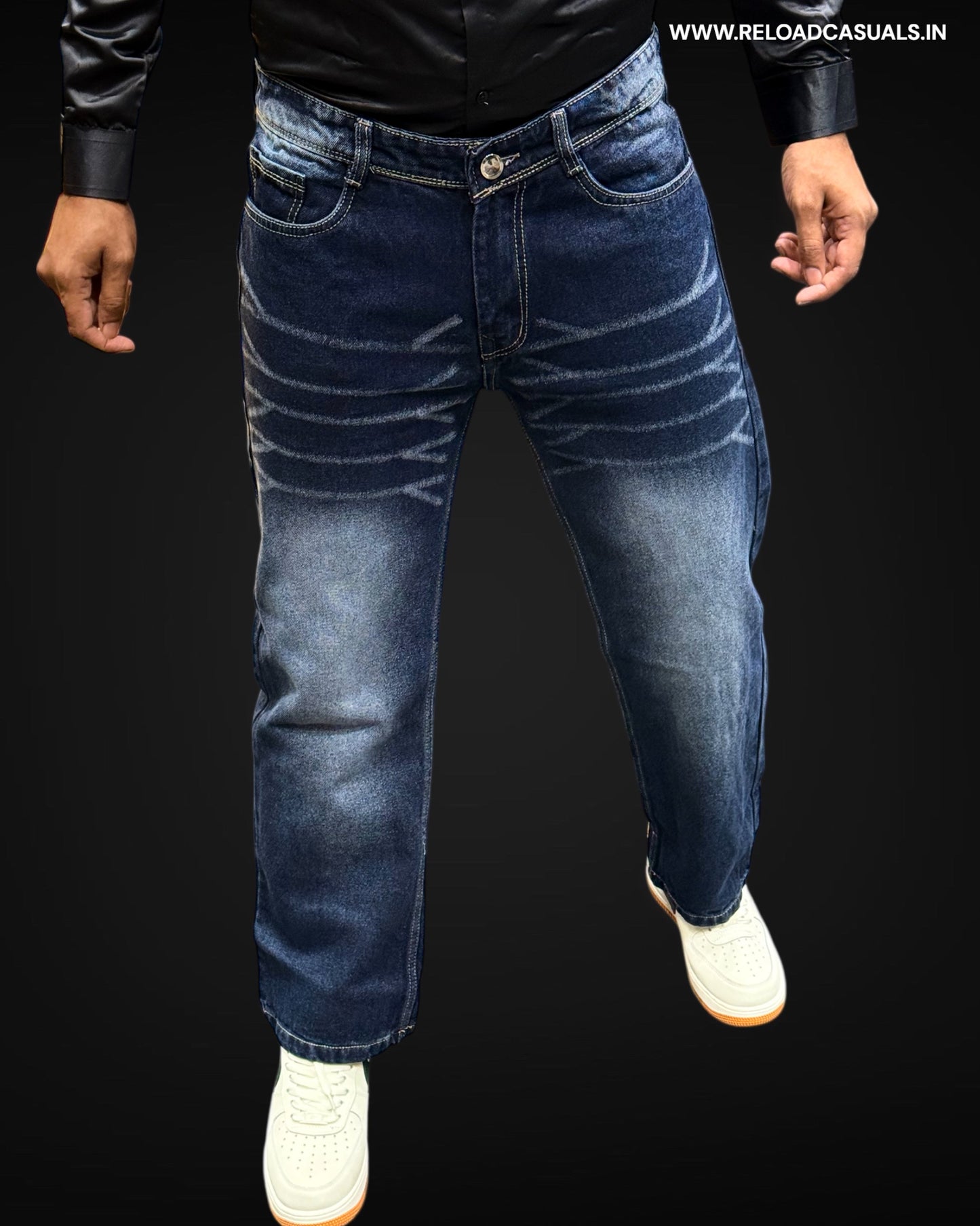 Men's Distressed Washed Denim Jeans