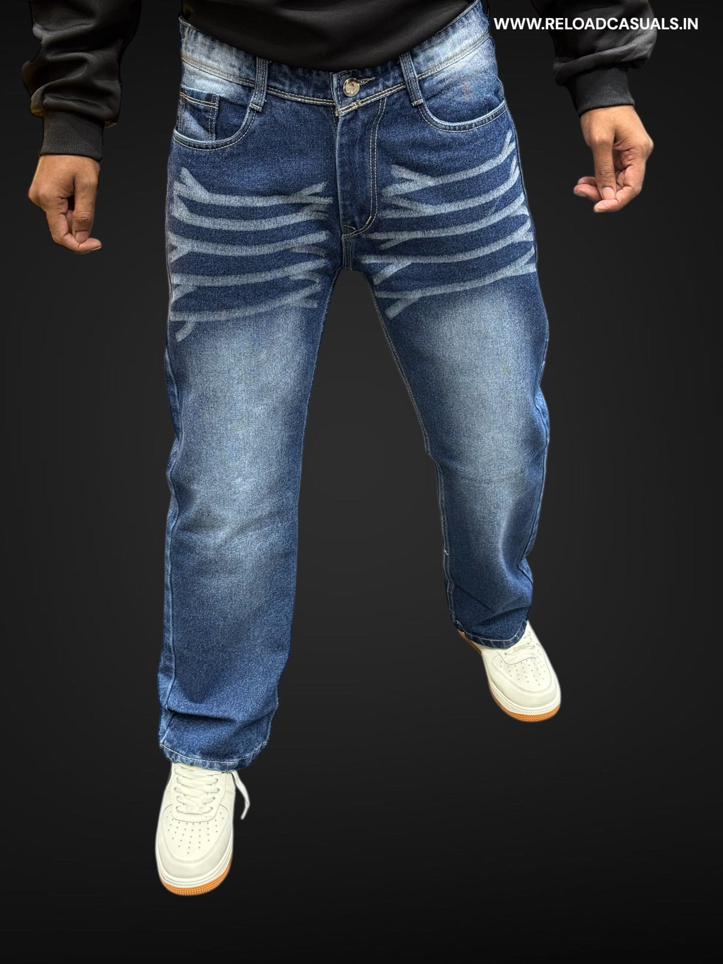 Men's Distressed Washed Denim Jeans