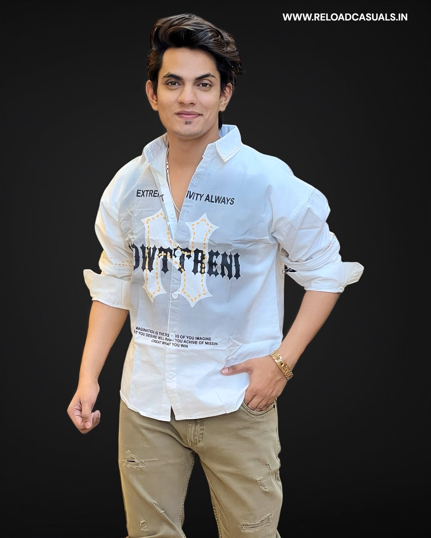 Switch Sleeve Chain Imp Fabric Shirt