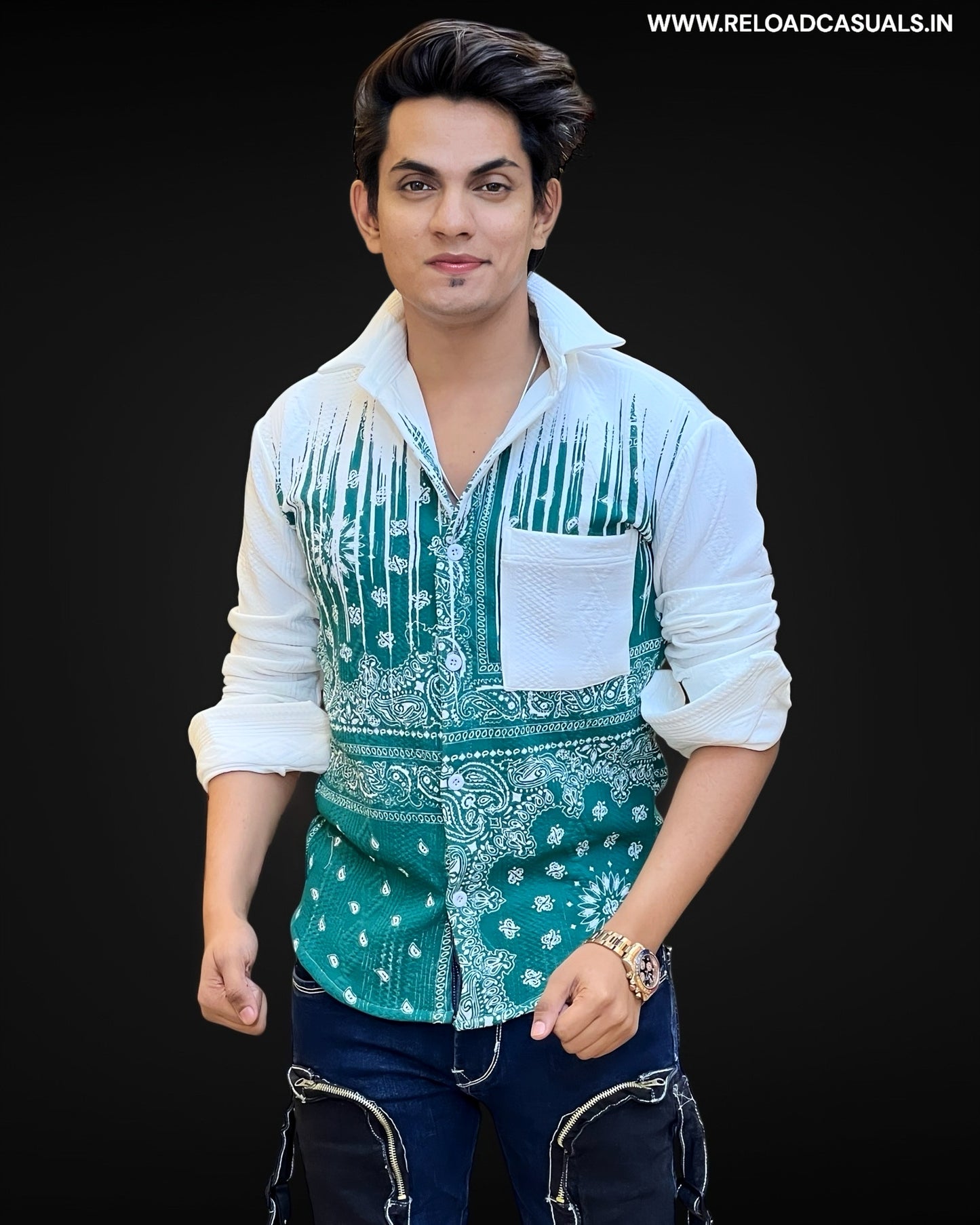 Spread Collar Print Imp Shirt