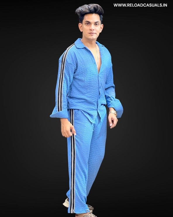 Stripe Popcorn Full Track Suit - Combo