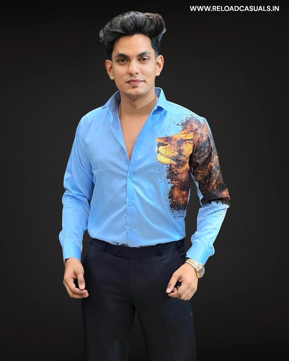 Lion Print Imp Satin Shirt