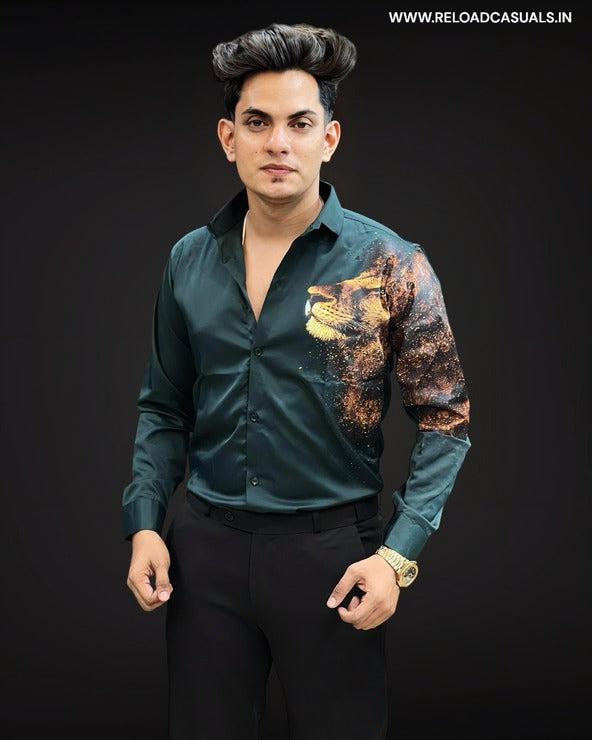 Lion Print Imp Satin Shirt