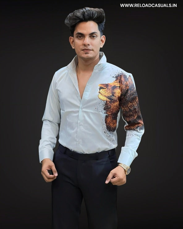 Lion Print Imp Satin Shirt