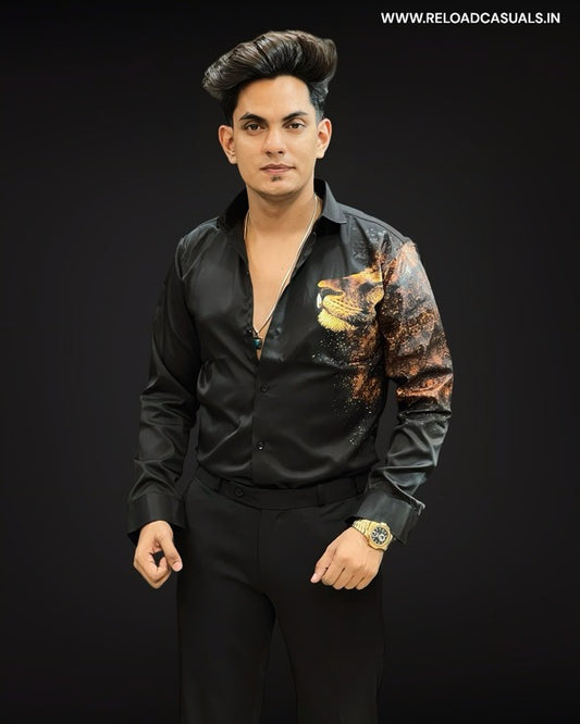 Lion Print Imp Satin Shirt