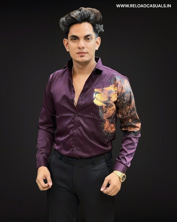 Lion Print Imp Satin Shirt