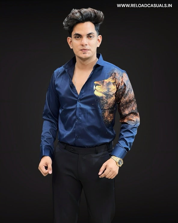 Lion Print Imp Satin Shirt