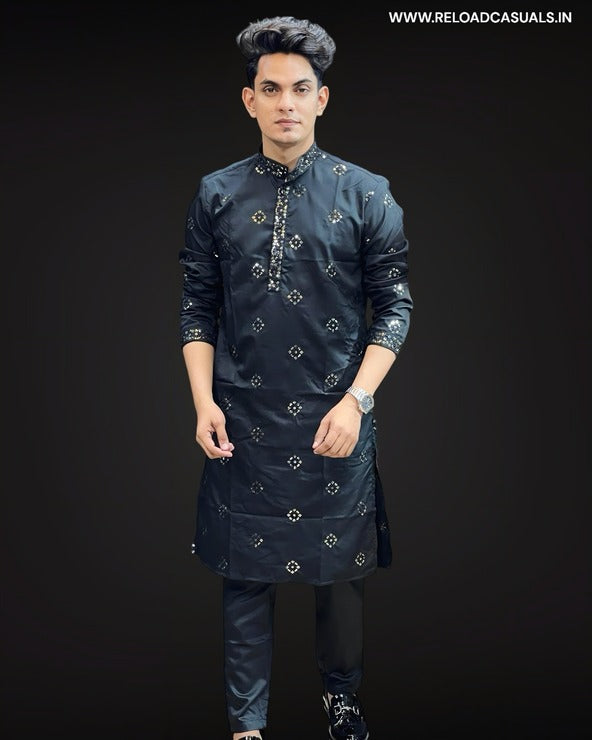 Flower Pattern Kurta & Pyjama - Combo