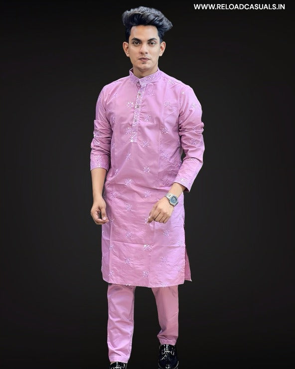 Flower Pattern Kurta & Pyjama - Combo