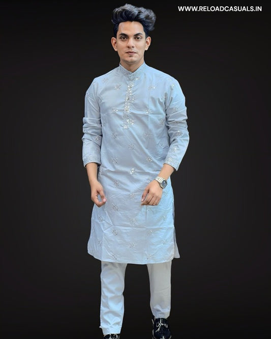 Flower Pattern Kurta & Pyjama - Combo