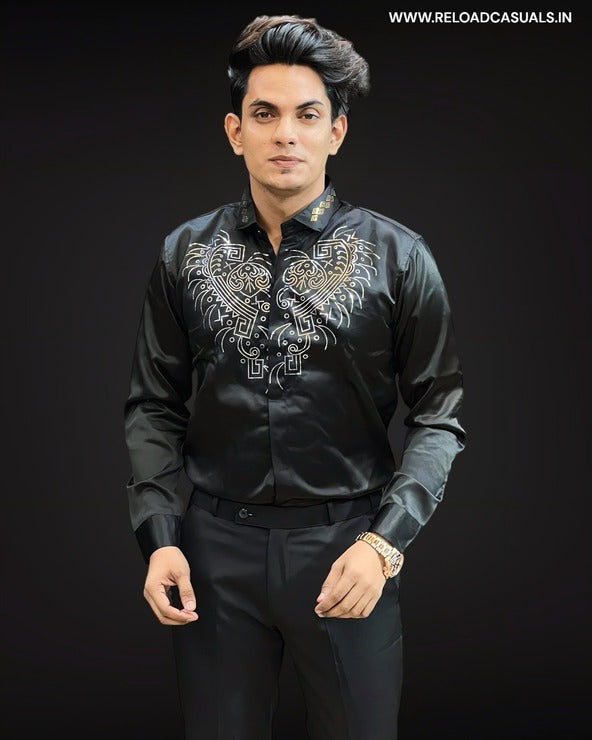 Aztec Design Satin Shirt