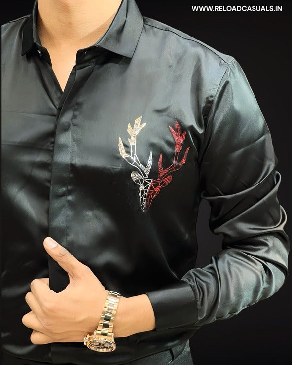 Deer Design Satin Shirt