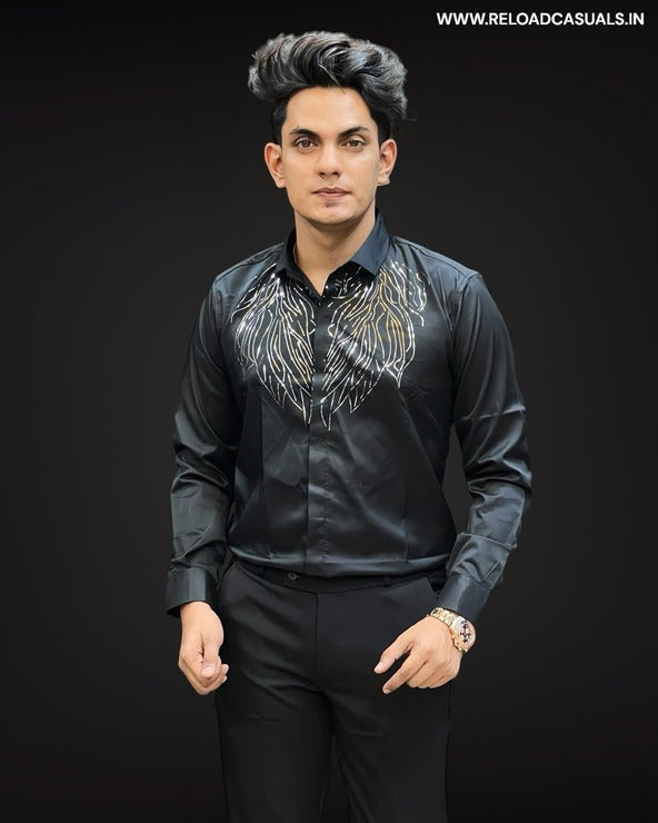 Spangle Design Satin Shirt