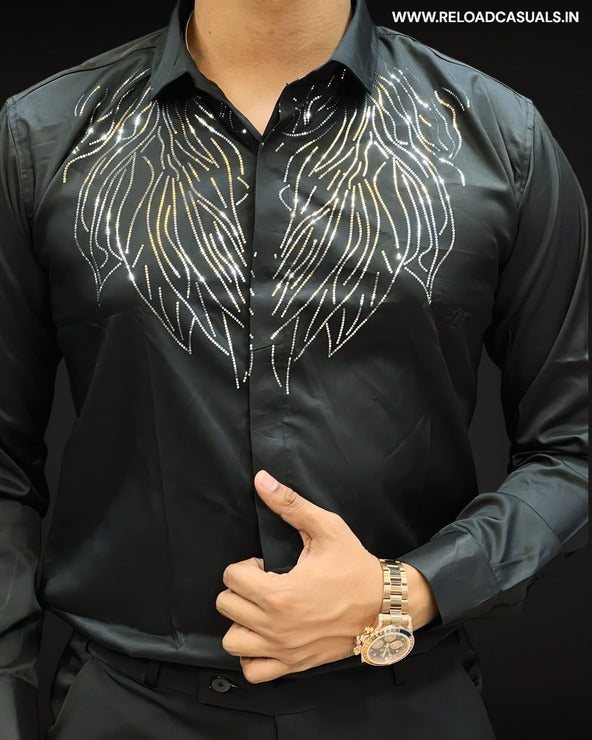 Spangle Design Satin Shirt