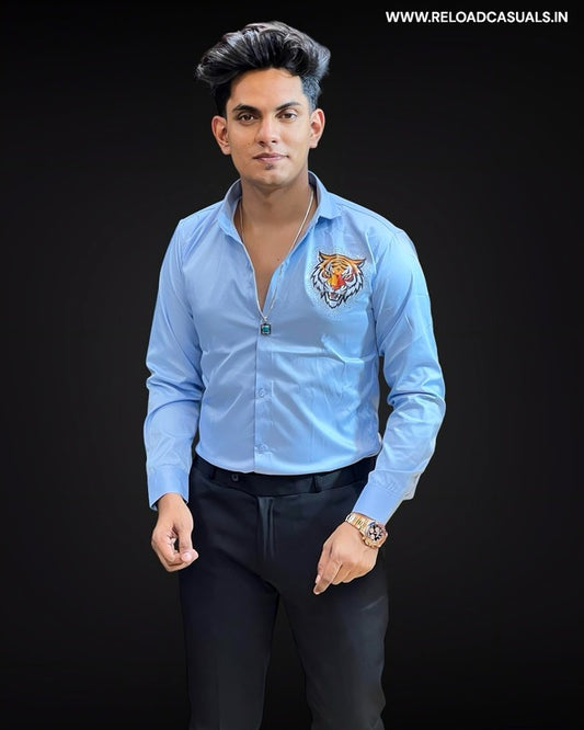 Back Colorful Tiger Diamond Satin Shirt