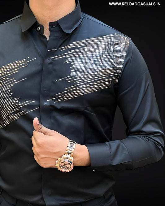 Flecked Seq Design Satin Shirt